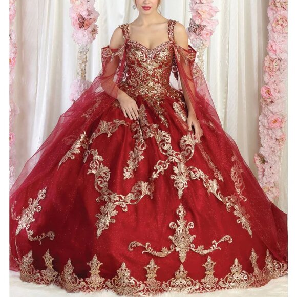 Quinceanera dress. Prom wedding burgundy or green formal ball gown with lace up - Picture 1 of 6